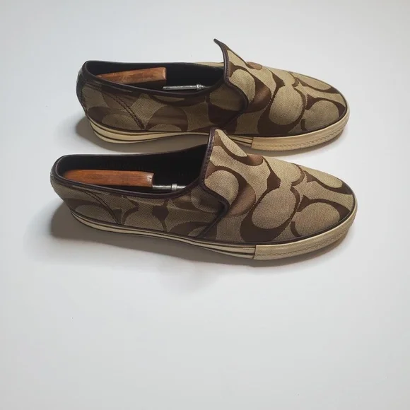 Coach Men’s Brown Signature C Slip-On Loafers/Sneakers - Canvas & Leather - Picture 4 of 9